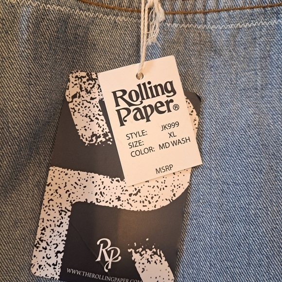 Rolling Paper Upscaled Statement Jean Jacket With Hand Painted Peace Sign Patch - Picture 7 of 8